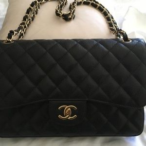 100% Authentic Chanel Maxi Caviar Jumbo Bag